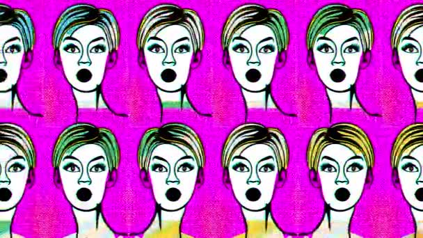 Pop Art Style Animation Retro Woman — Video Stock