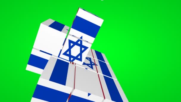 Usa Israel Flags Cube Concept Isolated Green Screen — Video Stock
