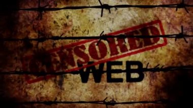 Censored web grunge concept against barbwire