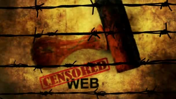 Concept Grunge Web Censuré Contre Les Barbelés — Video