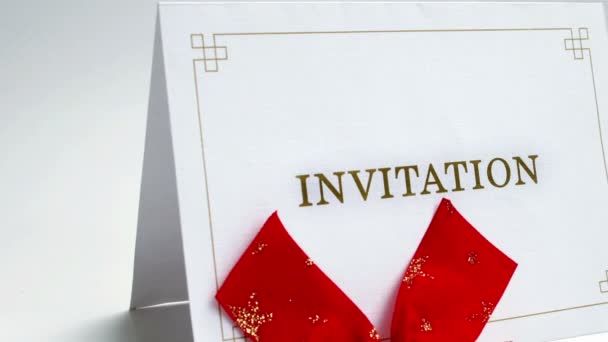 Card Invitation Bow Dolly Shot — Stockvideo