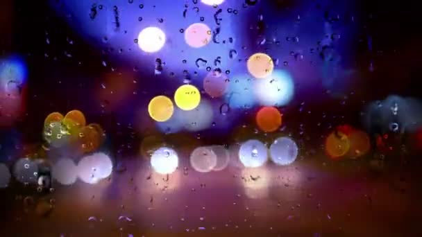 Ploaie Care Aleargă Fereastră Într Furtună Oraș — Videoclip de stoc