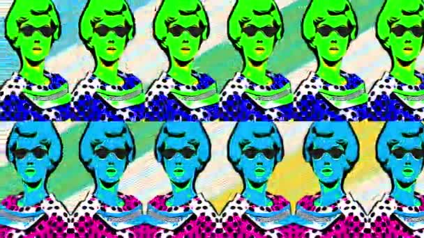Pop Art Style Animation Retro Woman — стоковое видео