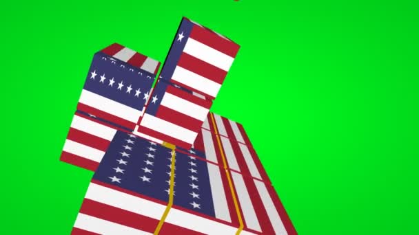 Usa Germany Flags Cube Concept Isolated Green Screen — Stock Video