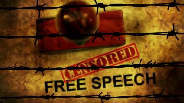 Цензурная Концепция Гранжа Свободы Против Колючей Проволоки — стоковое видео