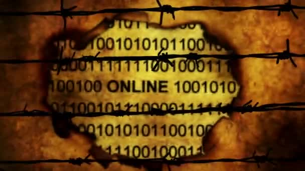 Concepto Grunge Internet Censurado Contra Barbwire — Vídeos de Stock