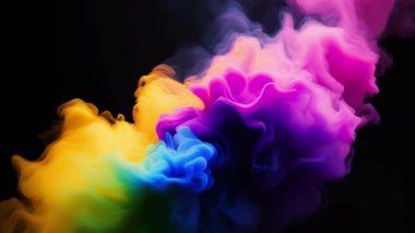 Abstract colorful ink and smoke waves