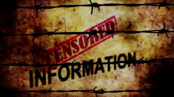 Censored Information Grunge Concept Barbwire — Stock Video