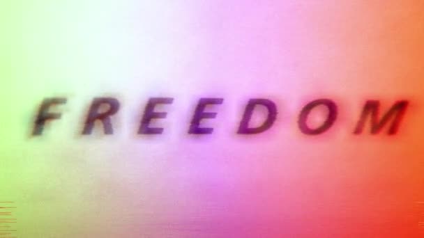 Freedom Text Screen Glitch Effect — Stock Video