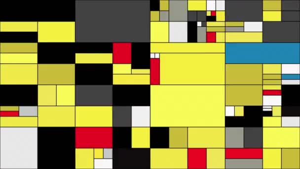 Kleurrijke Rechthoeken Mondrian Stijl Kunst Illustratie — Stockvideo