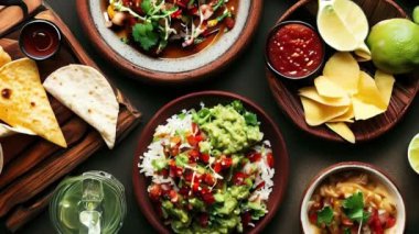 Bir sürü lezzetli Meksika yemeği, bebek resmi.