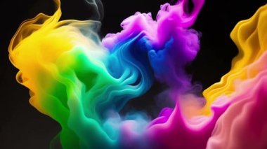 Abstract colorful ink and smoke waves