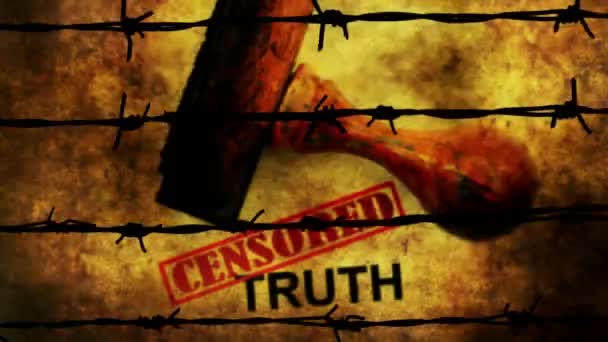 Censored Truth Barbwire Concept — Stock Video