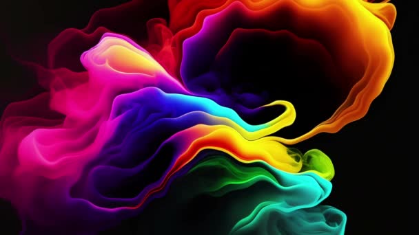 Abstract Colorful Ink Smoke Waves — Stock Video