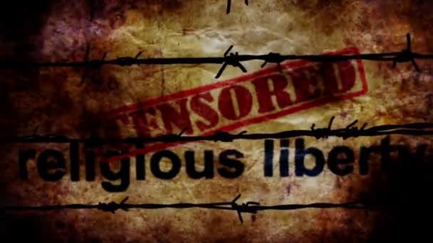 Religión Censurada Libertad Texto Contra Barbwire — Vídeos de Stock