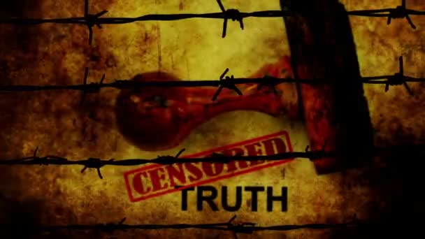 Cenzurovaná Pravda Proti Konceptu Ostnatého Drátu — Stock video