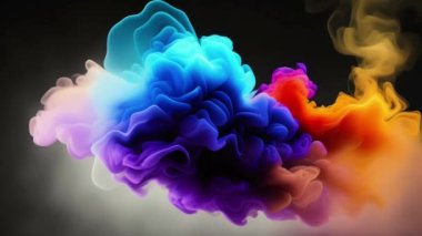 Abstract colorful ink and smoke waves