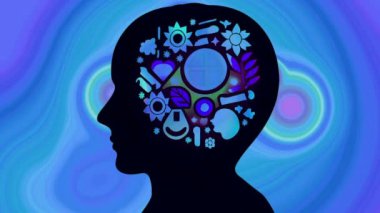 Bir İnsan Başının Silüeti Akıl Sağlığı Animasyon Kavramı