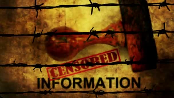 Censored Information Grunge Concept Barbwire — Stock Video