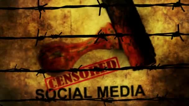 Grunge Έννοια Λογοκρίνονται Κοινωνικών Μέσων Μαζικής Ενημέρωσης — Αρχείο Βίντεο