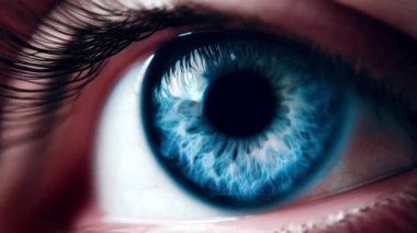 Gözün hareket eden kısmının olduğu mavi renkli göz küresi sineması
