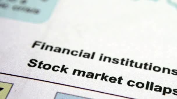Finanční Instituce Spadají Akciový Trh Kolaps Zpráva Dolly Shot — Stock video