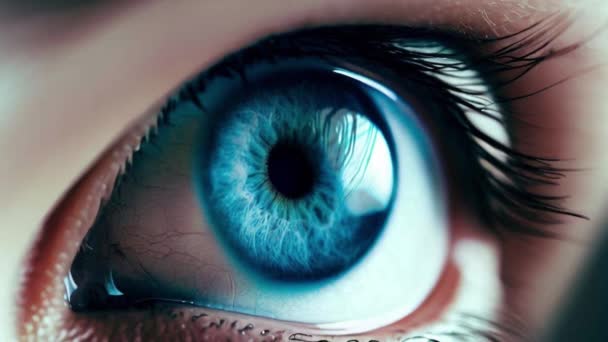 Cinémagraphe de globe oculaire de couleur bleue avec la partie de l'œil en mouvement