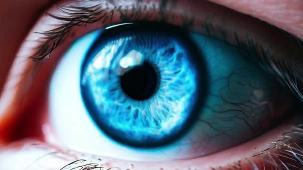 Kinemagraf Niebieskiego Koloru Gałki Ocznej Ruchomą Częścią Oka — Wideo stockowe