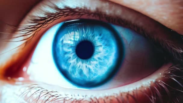 蓝色眼球的电影图 眼部运动 — 图库视频影像