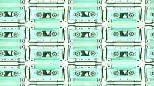 レトロなビンテージ オーディオ カセット テープ — ストック動画