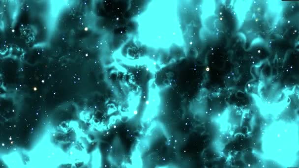 Volo Nello Spazio Campo Stellare Tra Nuvole Galattiche Nebulose Fulminee — Video Stock