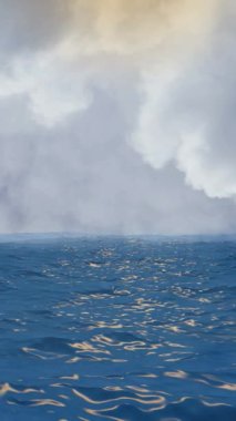 Horizon dikey videosunda Bulutlu Mavi Okyanus Görünümü