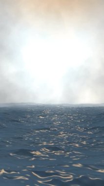 Horizon dikey videosunda Bulutlu Mavi Okyanus Görünümü
