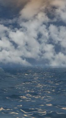 Horizon dikey videosunda Bulutlu Mavi Okyanus Görünümü