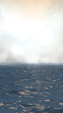 Horizon dikey videosunda Bulutlu Mavi Okyanus Görünümü