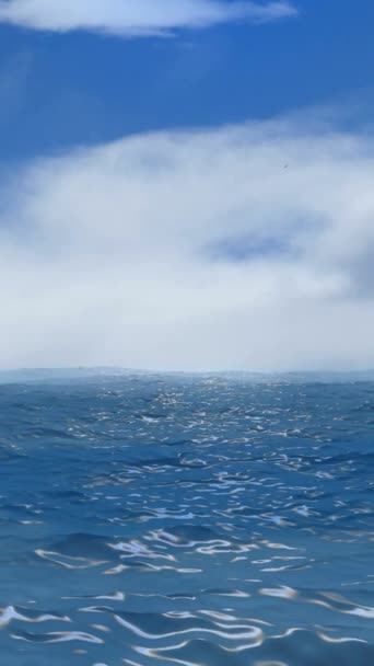Blue Ocean View Con Nubes Horizonte Vídeo Vertical — Vídeo de stock