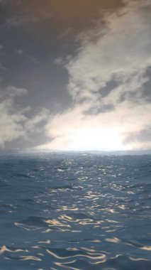 Horizon dikey videosunda Bulutlu Okyanus Görünümü
