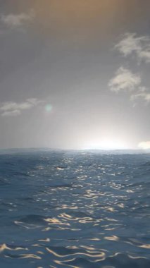 Horizon dikey videosunda Bulutlu Okyanus Görünümü