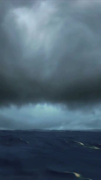 Dark Ocean View Met Stormachtige Wolken Aan Horizon — Stockvideo