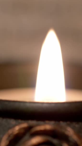 Old Bible Lit Candle Vertical Video — Stock Video