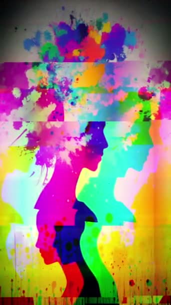 Vibrant Pop Art อวาดภาพประกอบด วยร ปแบบหลายส กษร โอแนวต — วีดีโอสต็อก