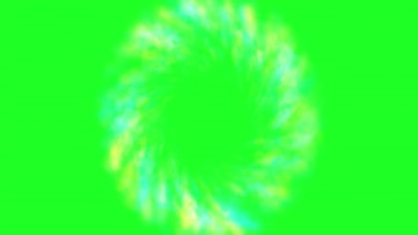 Kleurrijke Lichtjes Cirkel Groene Sceen — Stockvideo