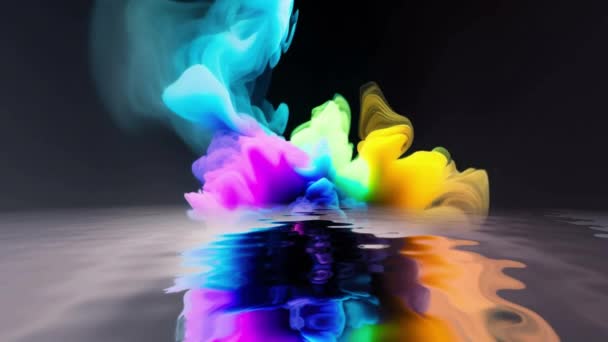 Vibrantes Remolinos Multicolores Olas Rayos Reflejo Agua — Vídeos de Stock