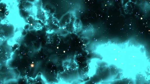 太空飞入银河云中的星空与闪电星云 — 图库视频影像