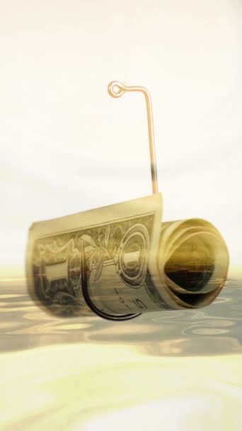 Dólar Anzuelo Aislado Sobre Fondo Blanco Vídeo Vertical — Vídeos de Stock