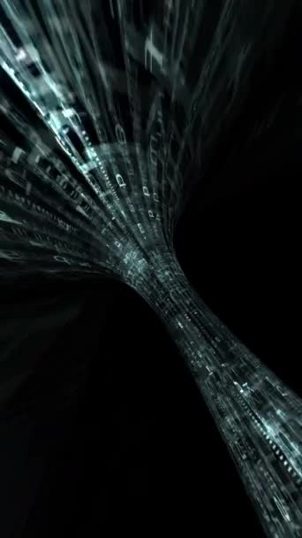 Rijden Door Binary Data Tunnel Verticale Video — Stockvideo