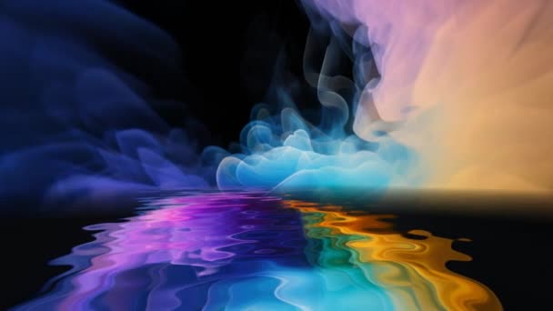 Redemoinhos Vibrantes Multicoloridos Ondas Raios Reflexão Água — Vídeo de Stock