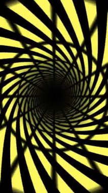 Hipnotik sarı ve siyah tünel animasyonu arka plan dikey video