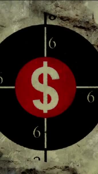 Dollar Target Konzept Auf Grunge Hintergrund Vertikales Video — Stockvideo