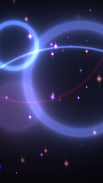 カラフルなサークルボケとダスト粒子のアニメーション 背景の垂直ビデオ — ストック動画